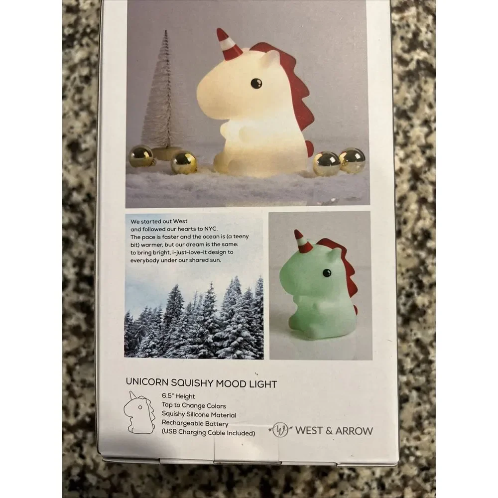 West & Arrow Color-changing Led Unicorn Squishy‎ Mood Light Winter Magic NIB